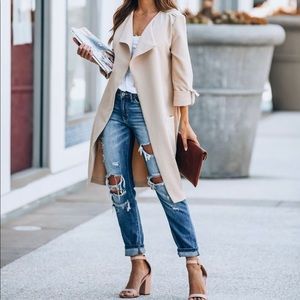 NWOT Transit Pocketed Beige Drape Coat